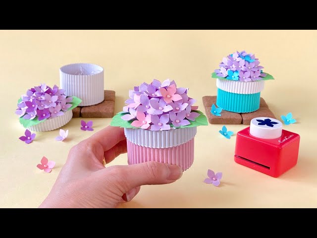 クラフトパンチで作るアジサイのBox / Hydrangea Box - YouTube