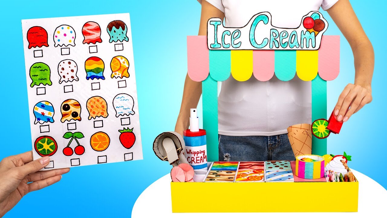 DIY Ice Cream Shop From Cardboard! Best Paper Games - YouTube