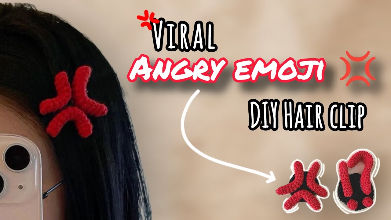 Viral Angry Emoji Hair Clip 💢| Crochet DIY tutorial | Beginner