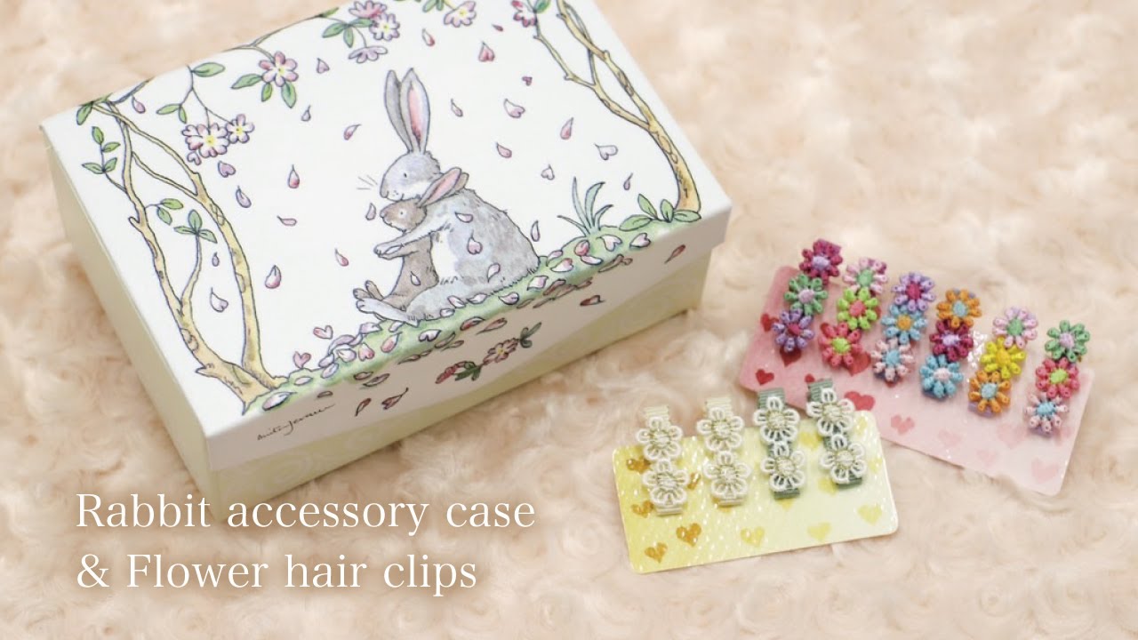 DIY/decoupage/handmade】 Rabbit accessory case & Flower hair clips