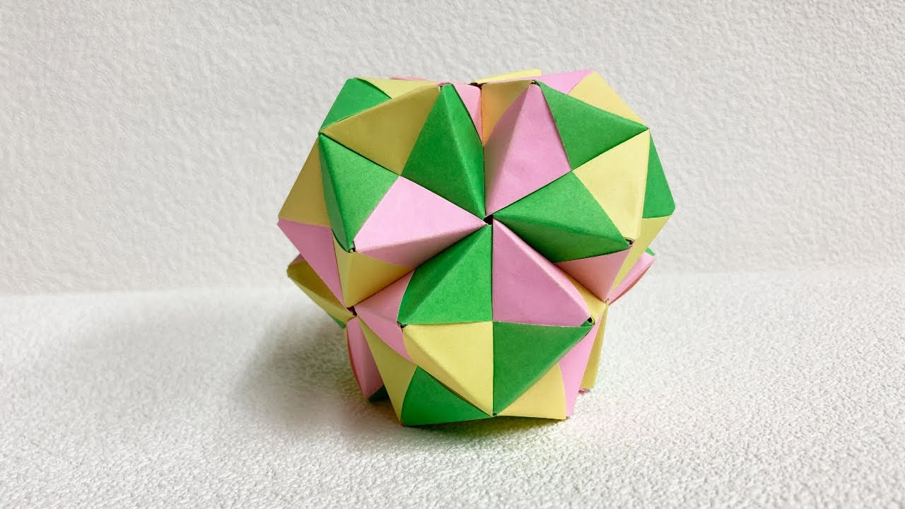 origami kusudama】薗部式ユニット36枚組のくす玉 ( level ） - YouTube