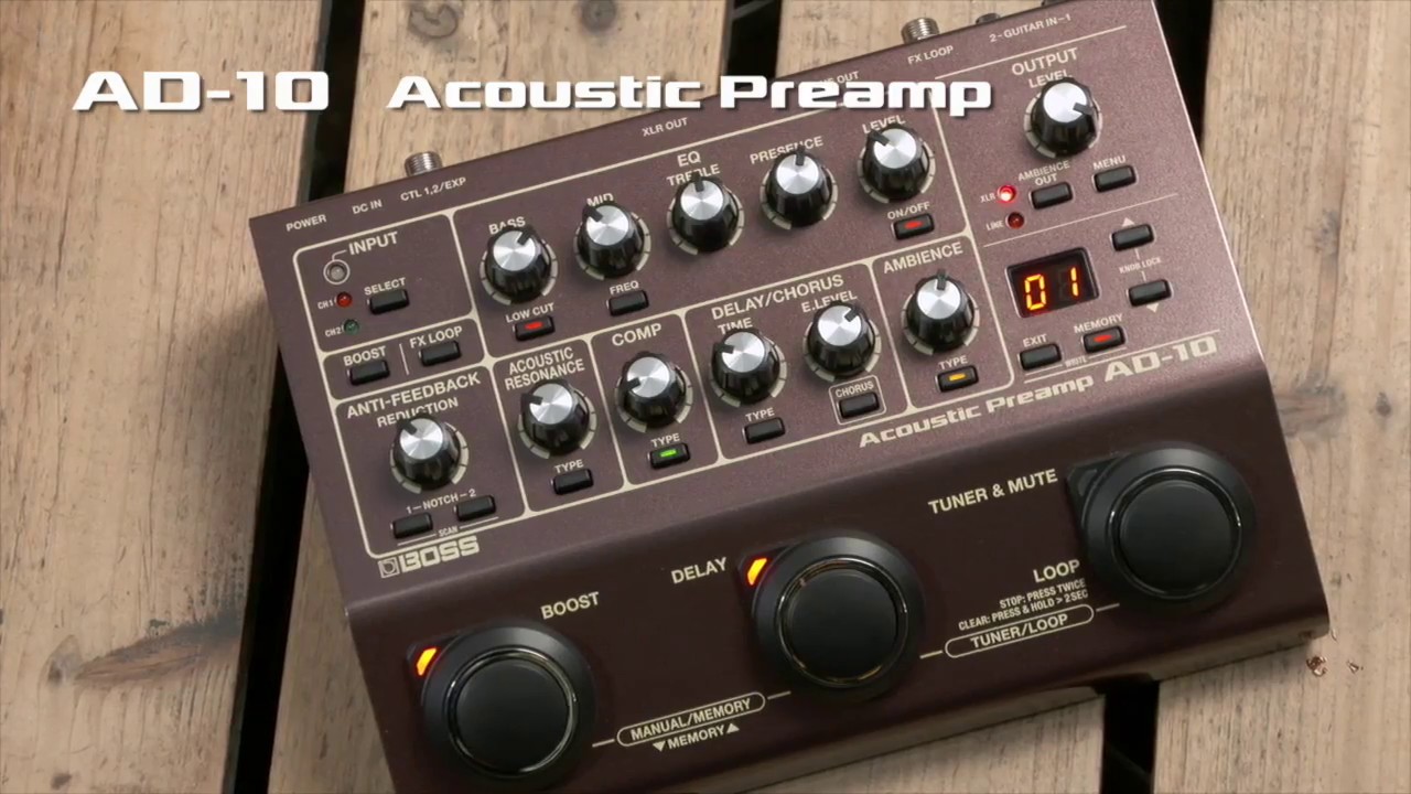 BOSS AD-10 Acoustic Preamp - YouTube