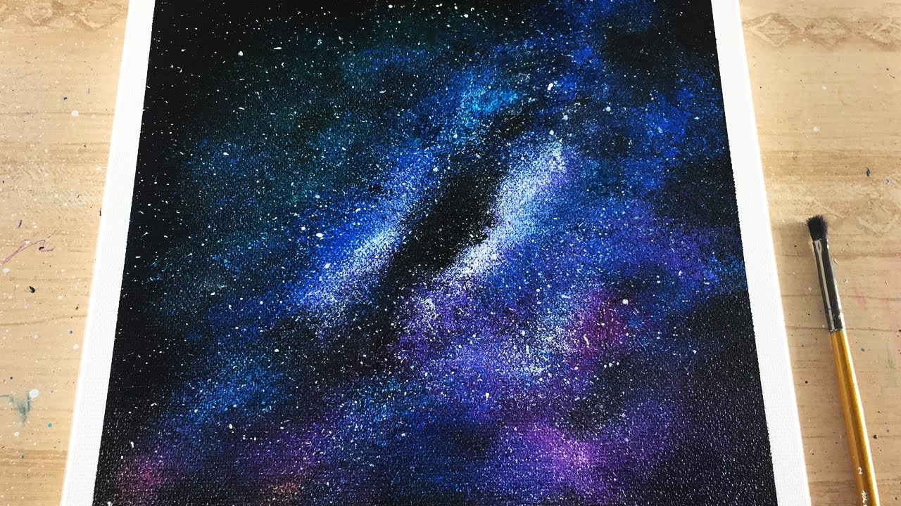 How to draw the Milky Way and the galaxy with acrylic paint / Easy