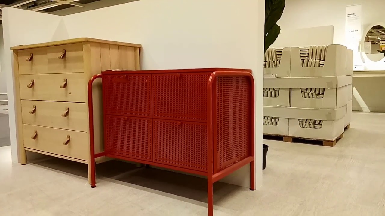 オシャ IKEA NIKKEBY 赤い金属製4段引き出しタンス オシャ IKEA