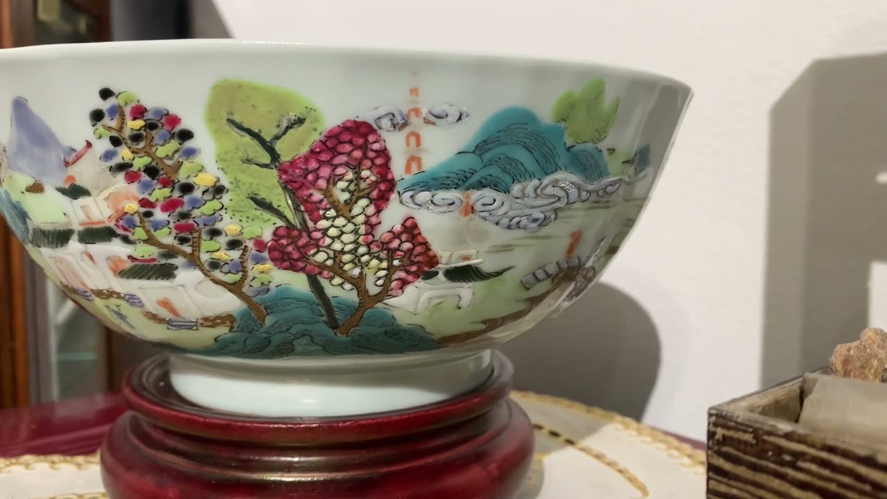 19世纪粉彩外销瓷大碗19thc chinese export bowl - YouTube