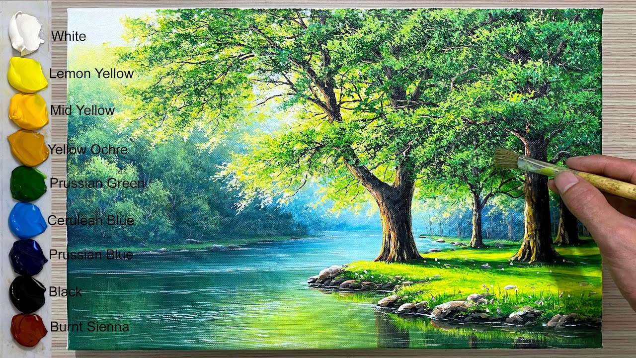 How to draw a green leafy forest / Learn landscape painting