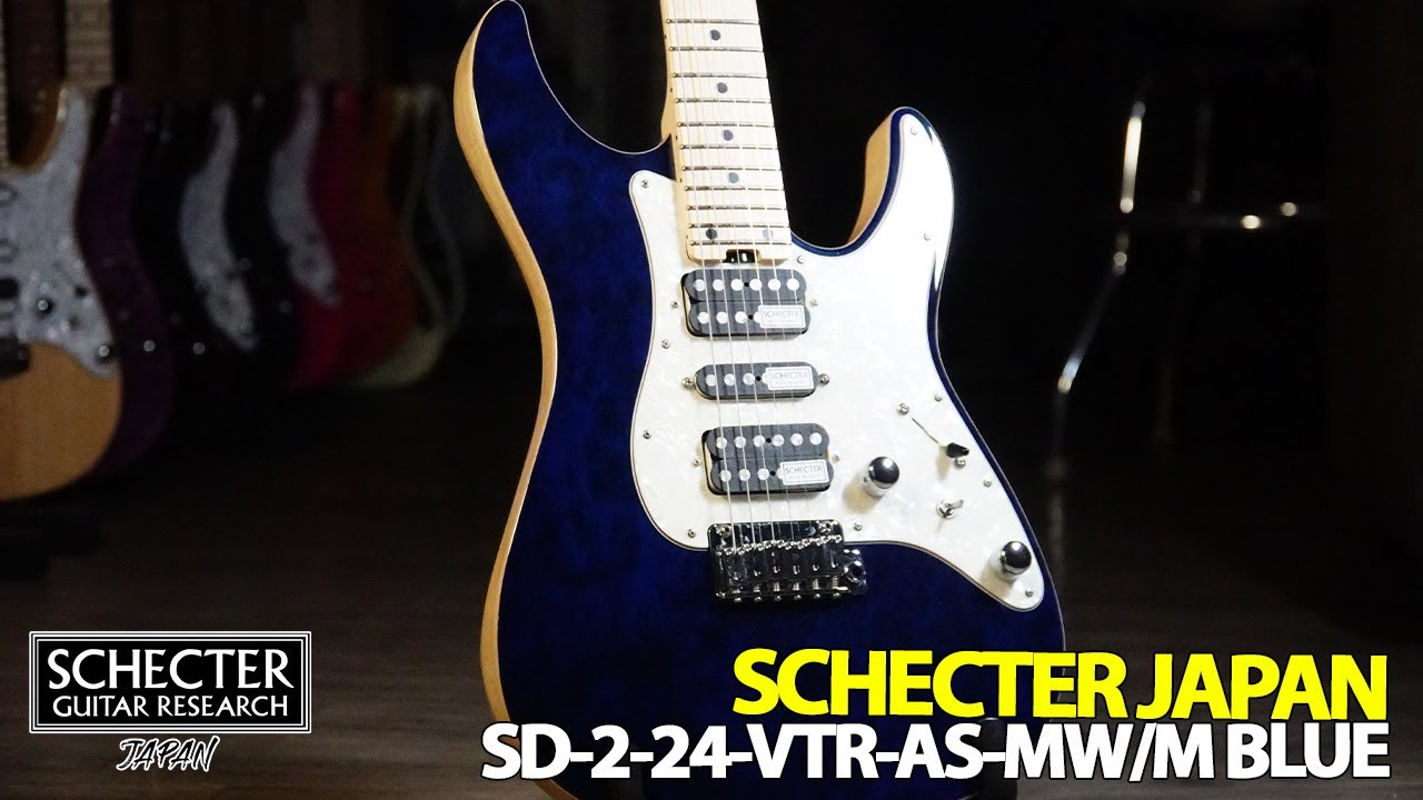Schecter Japan SD-2-24-VTR-AS-MW/M Blue Made in Japan - YouTube