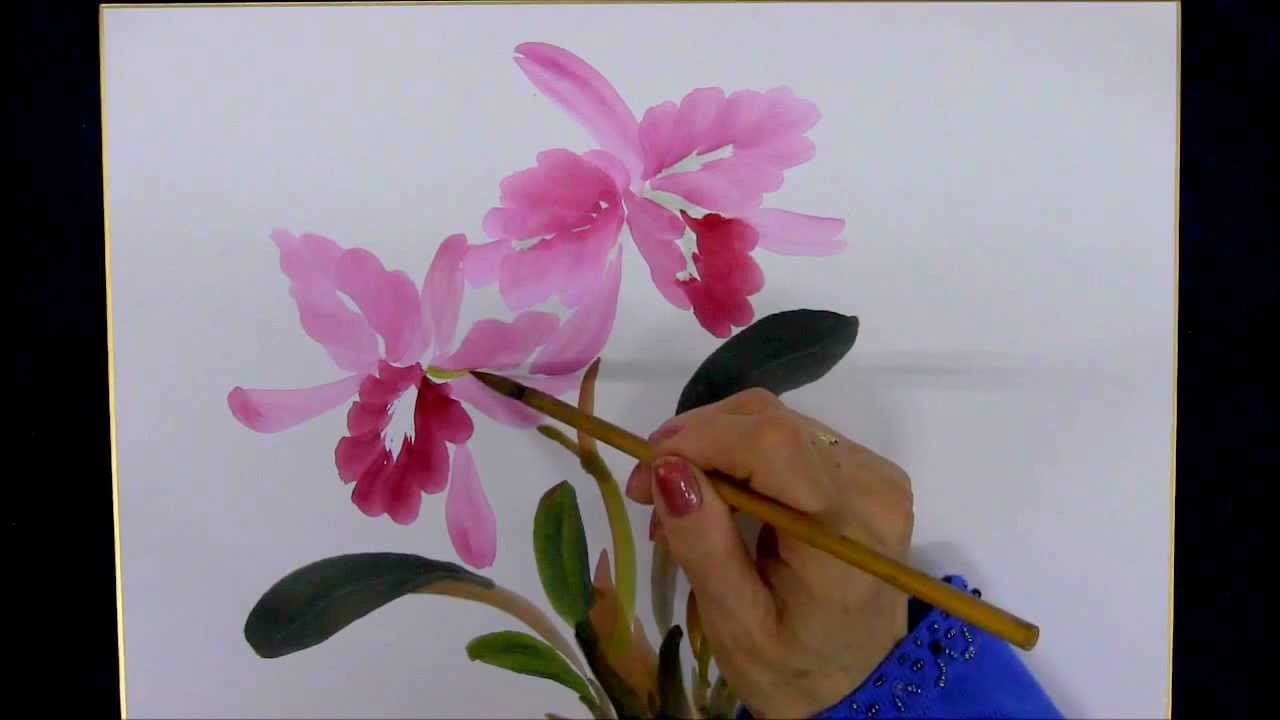 友澤蘭香 2 カトレア 水墨画 sumi-e - YouTube