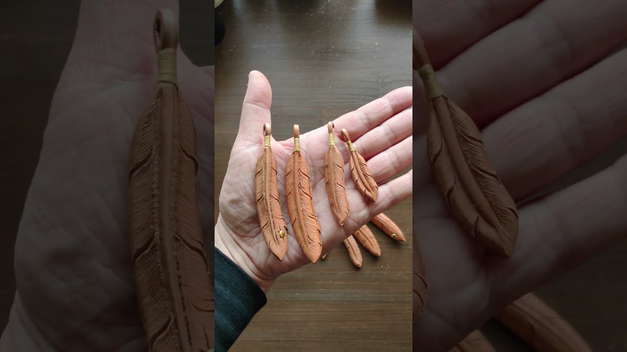 レザーフェザーネックレス #アメカジ #ヌメ革フェザー #レザーフェザー