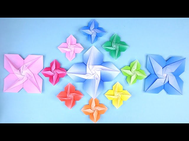折り紙 あじさいの花 立体 平面 折り方 Origami Hydrangea flower