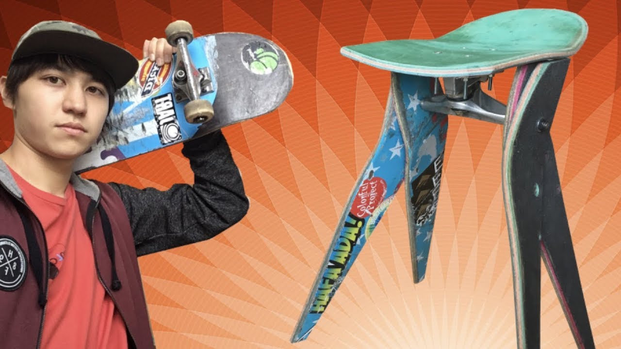 Making a stool from old skateboards! - YouTube