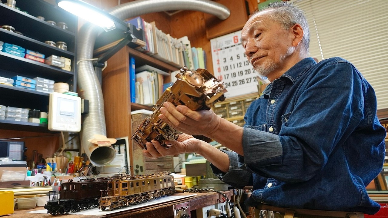 Model Train Making Process. A 73-year-old Japanese artisan