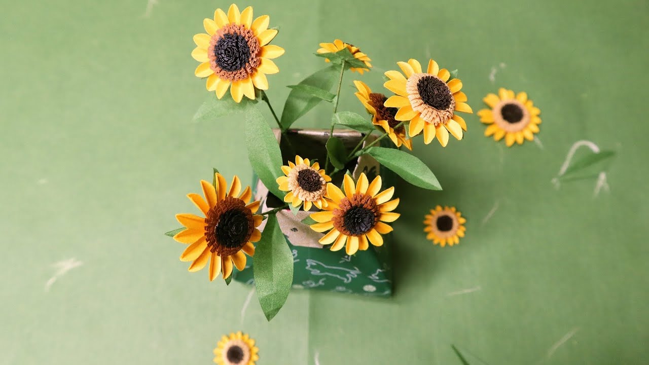 how to make paper sunflower｜origami sunflower｜ayawang-paper