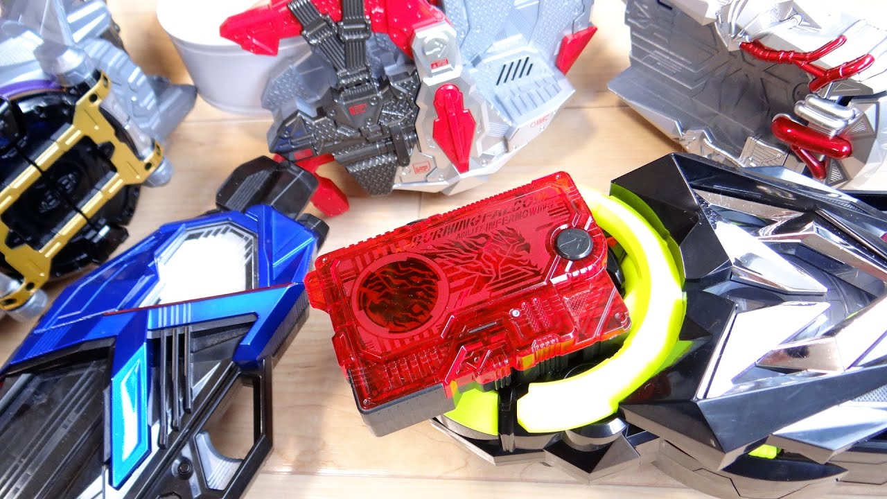 DX Burning Falcon Progrise Key and various DX transformation belts