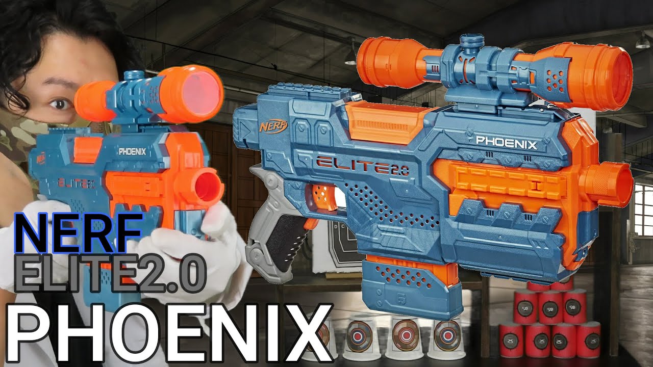 Nerf Elite 2.0 Phoenix CS-6 Motorized Blaster, a scoped electric