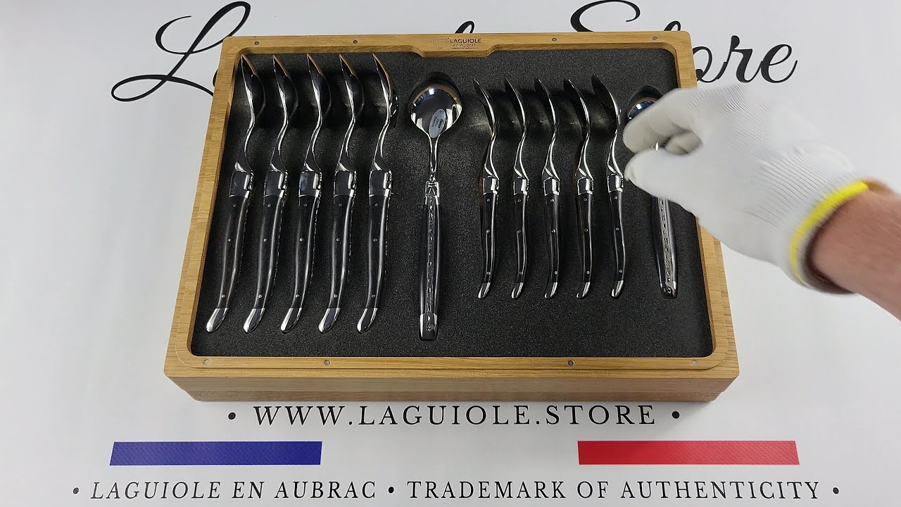 Laguiole en Aubrac 24-piece Flatware Set - Ebony wood