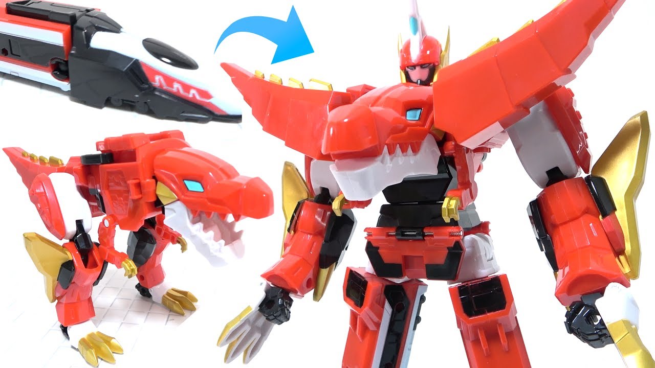A toy that combines a dinosaur and the Shinkansen to become a