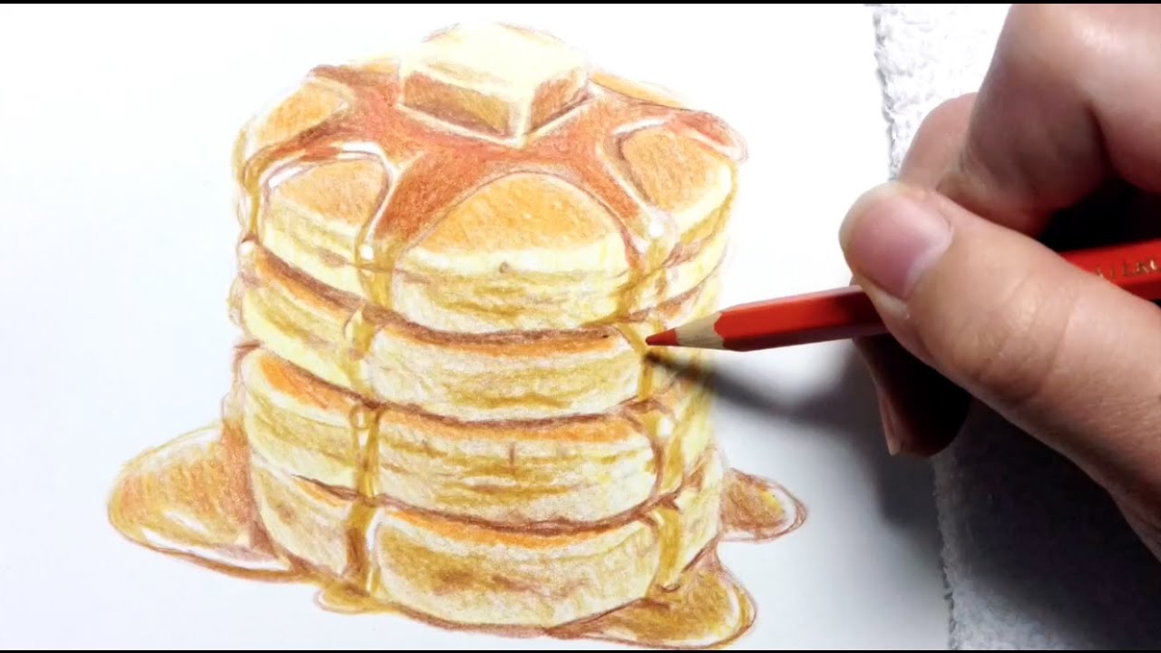 I drew a pancake with a colored pencil - YouTube