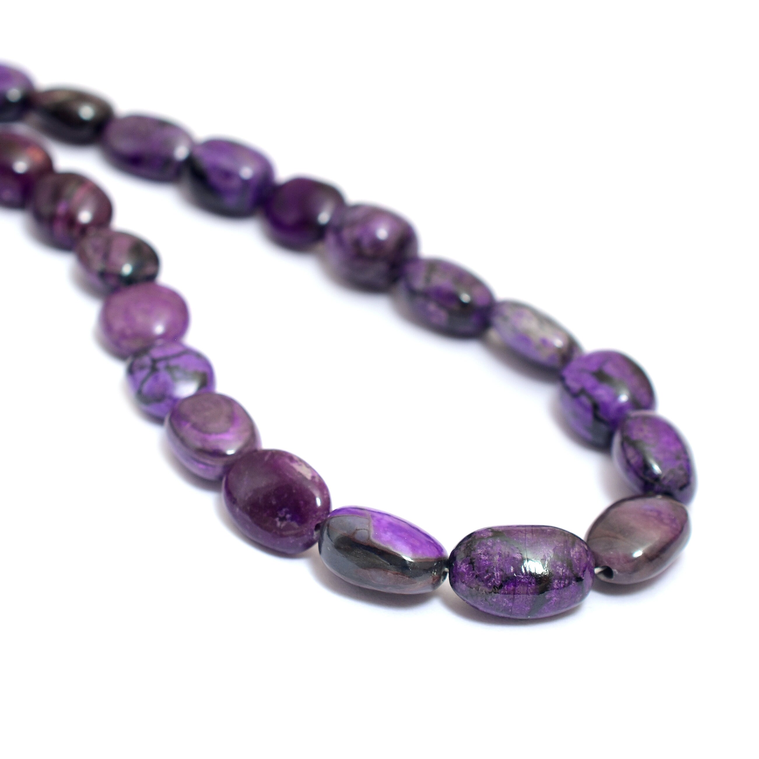 AAA+ ダークパープル スギライト 8mm-12mm スムースオーバルナゲット