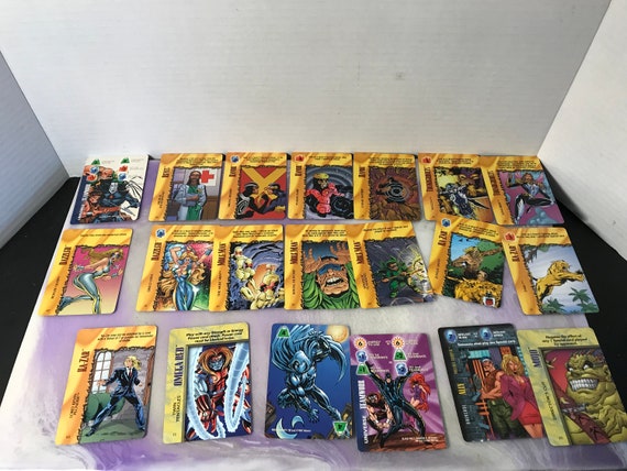 Vintage 1990s Marvel OVERPOWER Card Game 20 Card Mixed Lot - 1995