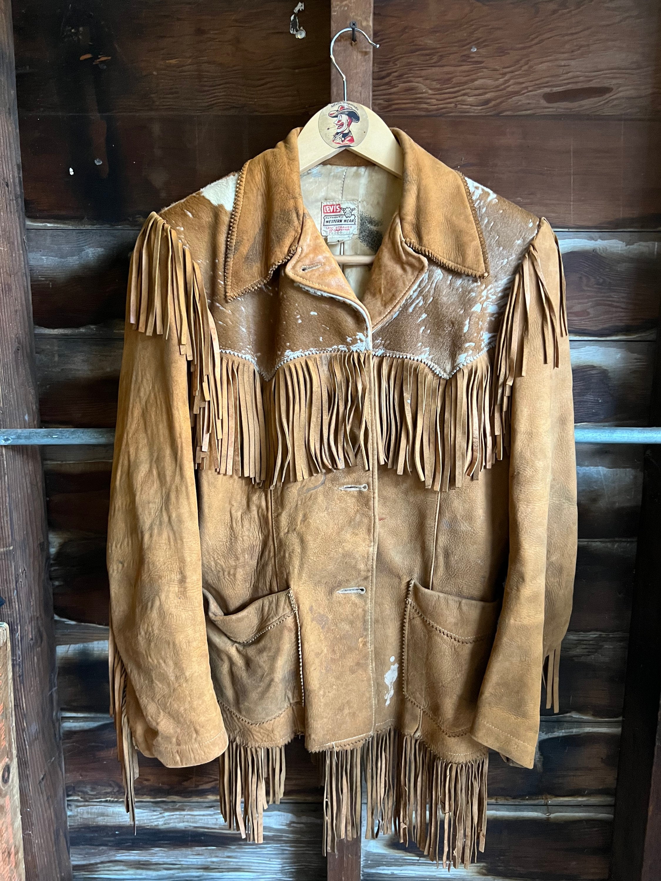 Vintage 50's Levi's Shorthorn Hair on Hide Suede Fringe Jacket