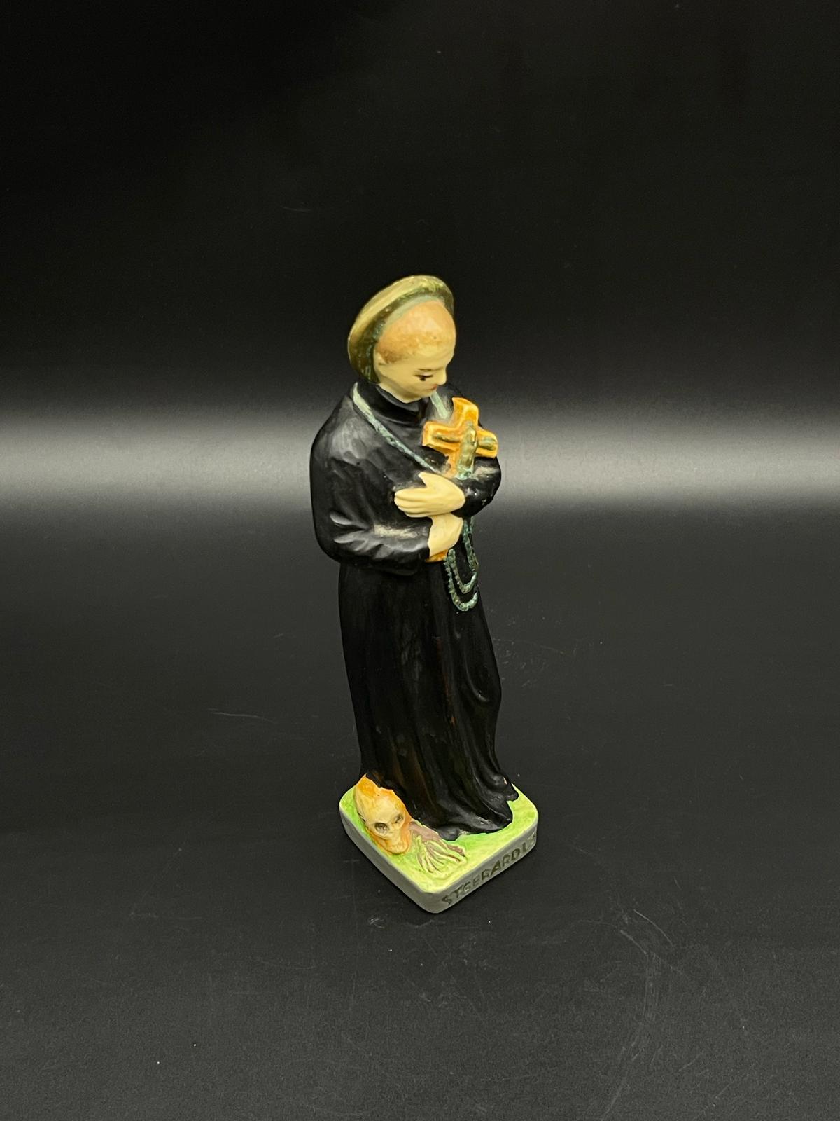 アンティーク 木製 ヴィンテージ 手彫り 木製 聖ゲラルドゥス像 宗教的