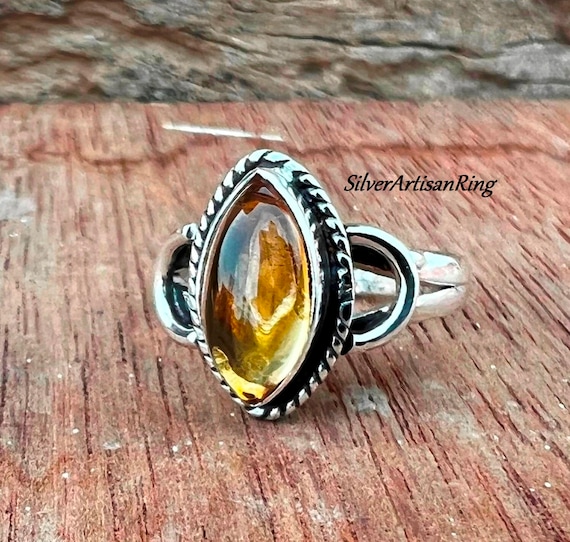 シトリンリング、925スターリングシルバーリング、宝石リング