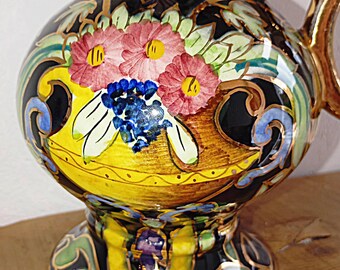 希少 - ユベール・ベケ・カレニョン作の陶器の花瓶、花飾り、手作り