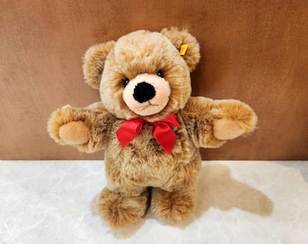 シュタイフによる手作り オリジナル 1880 テディベア レッド ボウ