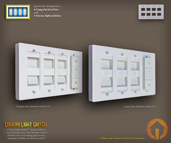 4-gang Philips Hue Dimmer Switch Decora Wall Plate: 3d-printed