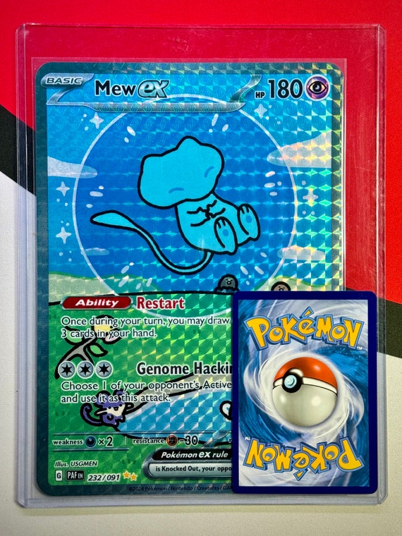 Custom Jumbo Shiny Mew Ex Diamond Squares Holo 232/091 Paldean