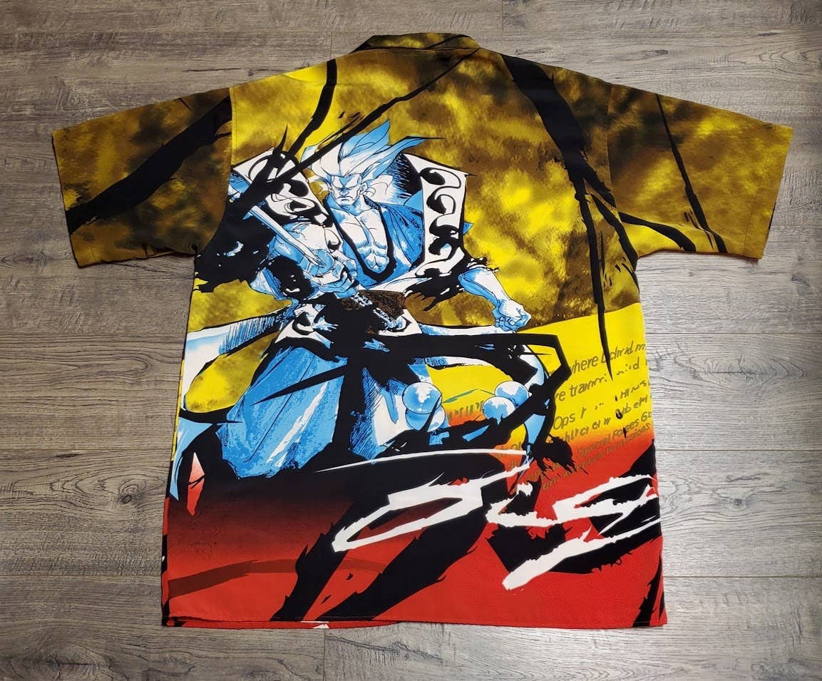 Vintage Y2K Yucateca Samurai Polyester Button Down Shirt Mens