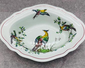 Vintage Copeland Spode Chelsea Birds Red Line Porcelain Serving