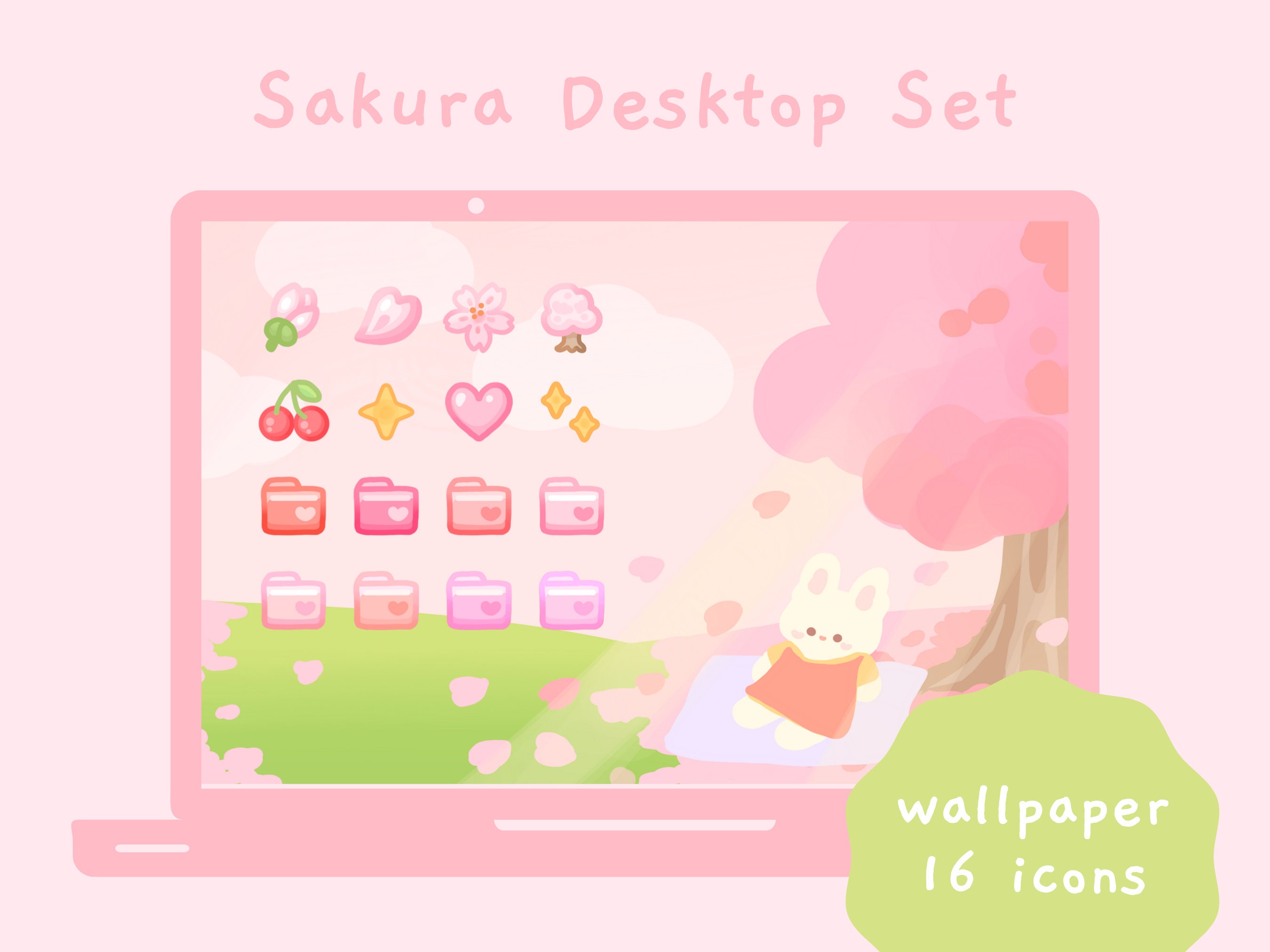 Cute Sakura Desktop Icon Set | Windows & Mac | Wallpaper | Folder