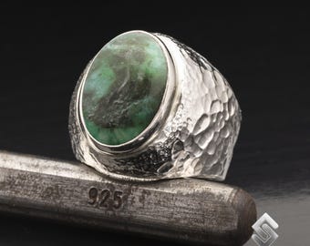 925 シルバーリング 天然グリーンネフライト 翡翠 宝石リング