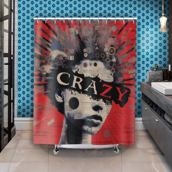 クレイジーなパンクロックのシャワーカーテン、ガールパワーの装飾