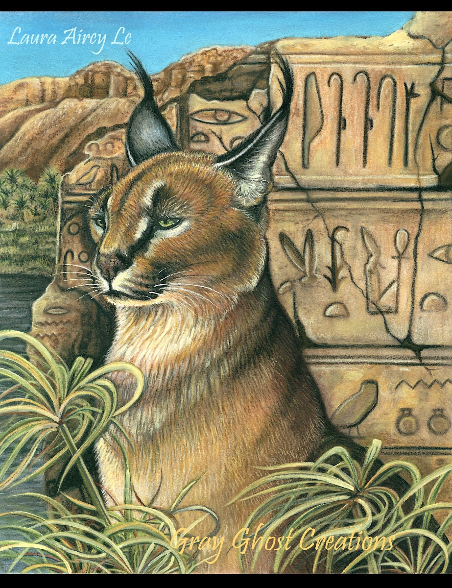 Egyptian Caracal Art Print: North African Wildlife, Ancient