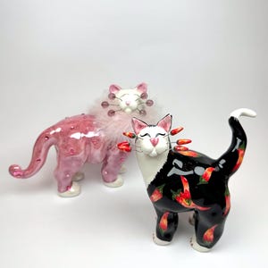 Selection of Amy Lacombe Whimsiclay Cat Figurine Collection Annaco