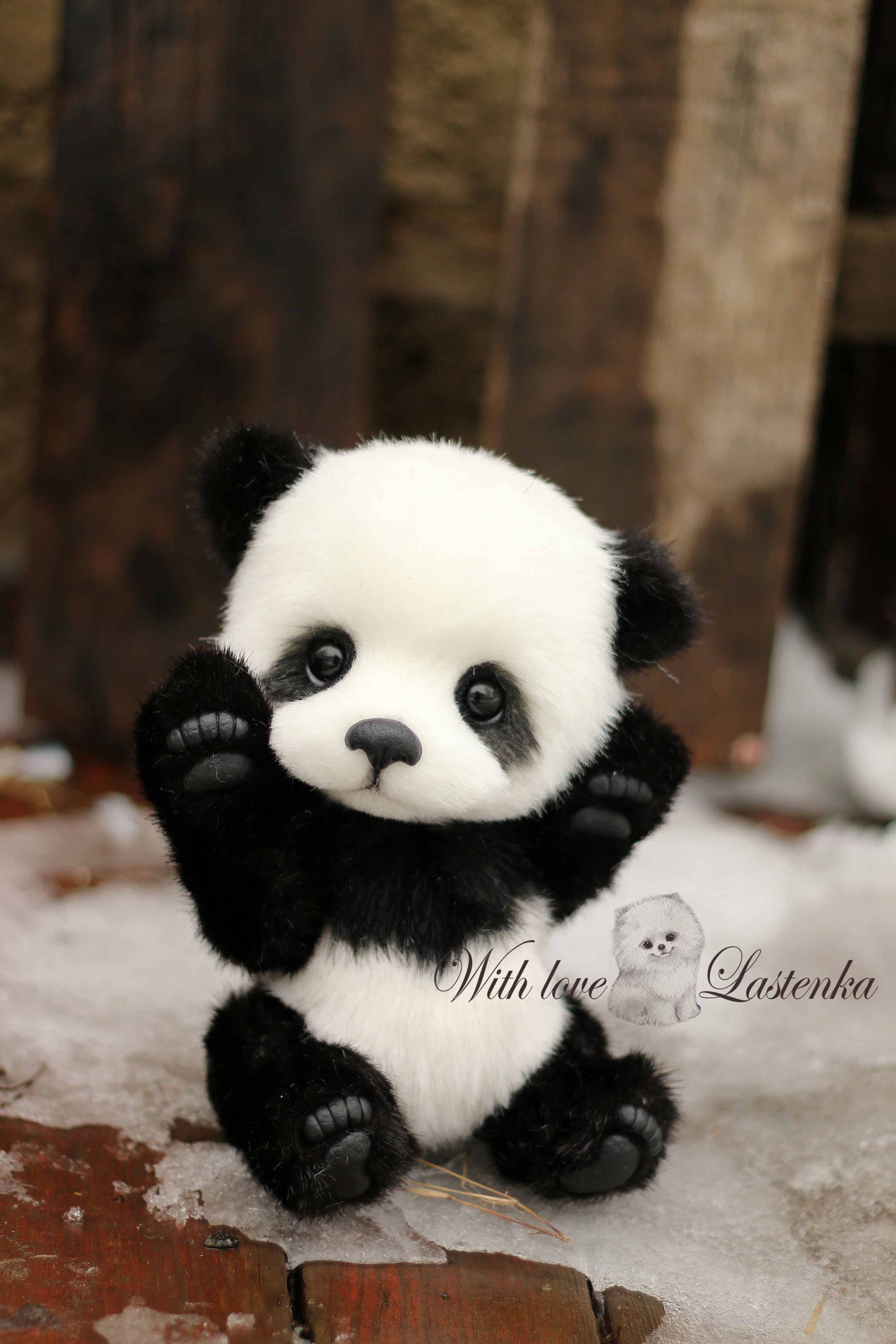 手作りのリアルなパンダのぬいぐるみ：コレクター向けのフェイクファー