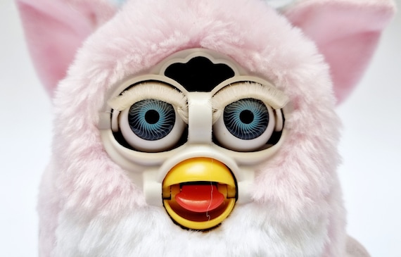 Furby Baby Babies 1999 Baby Pink Furby Plush Pink and White Fur