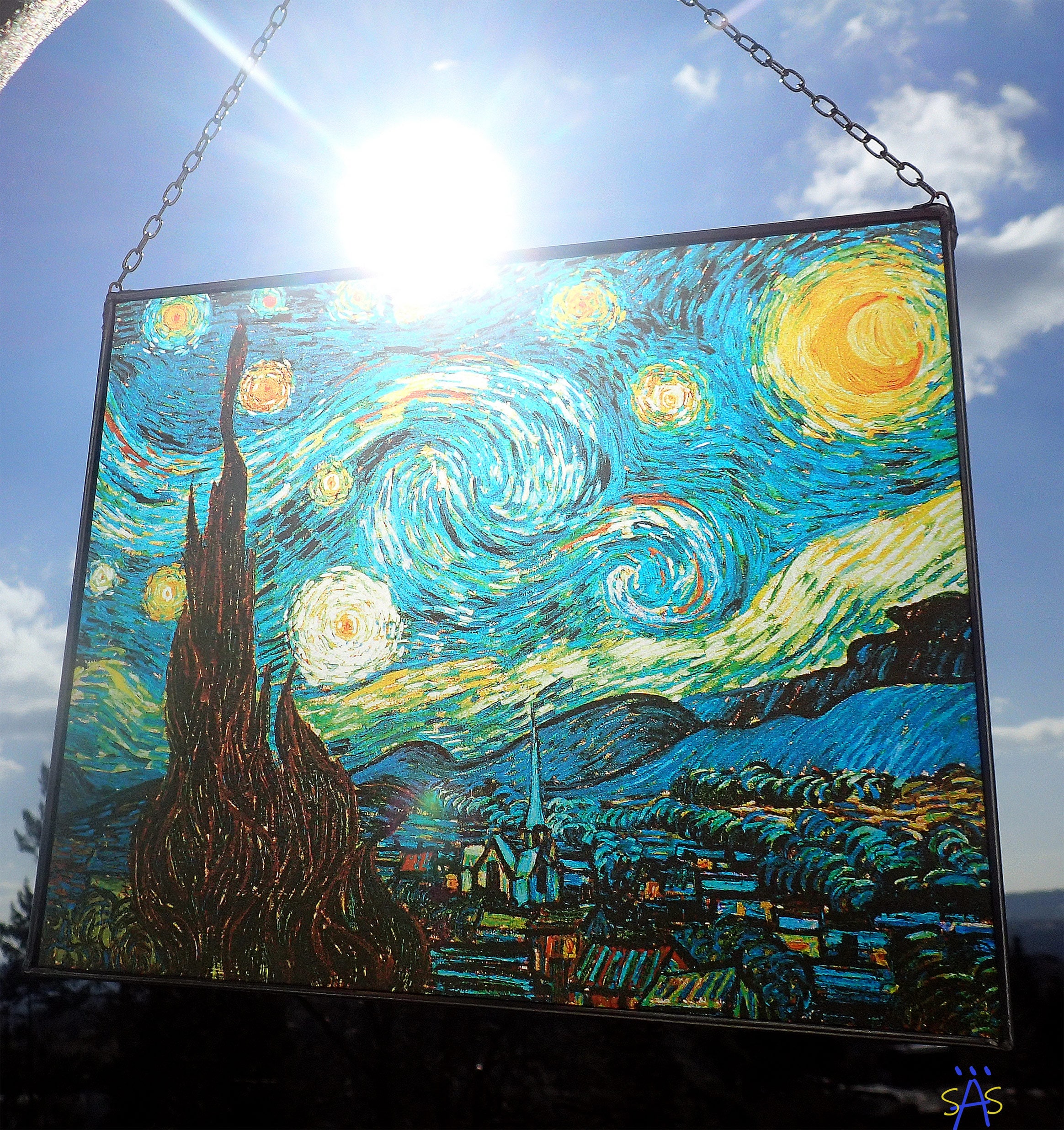 ヴィンセント・ヴァン・ゴッホ - 星月夜。ステンドグラスとキャンバス
