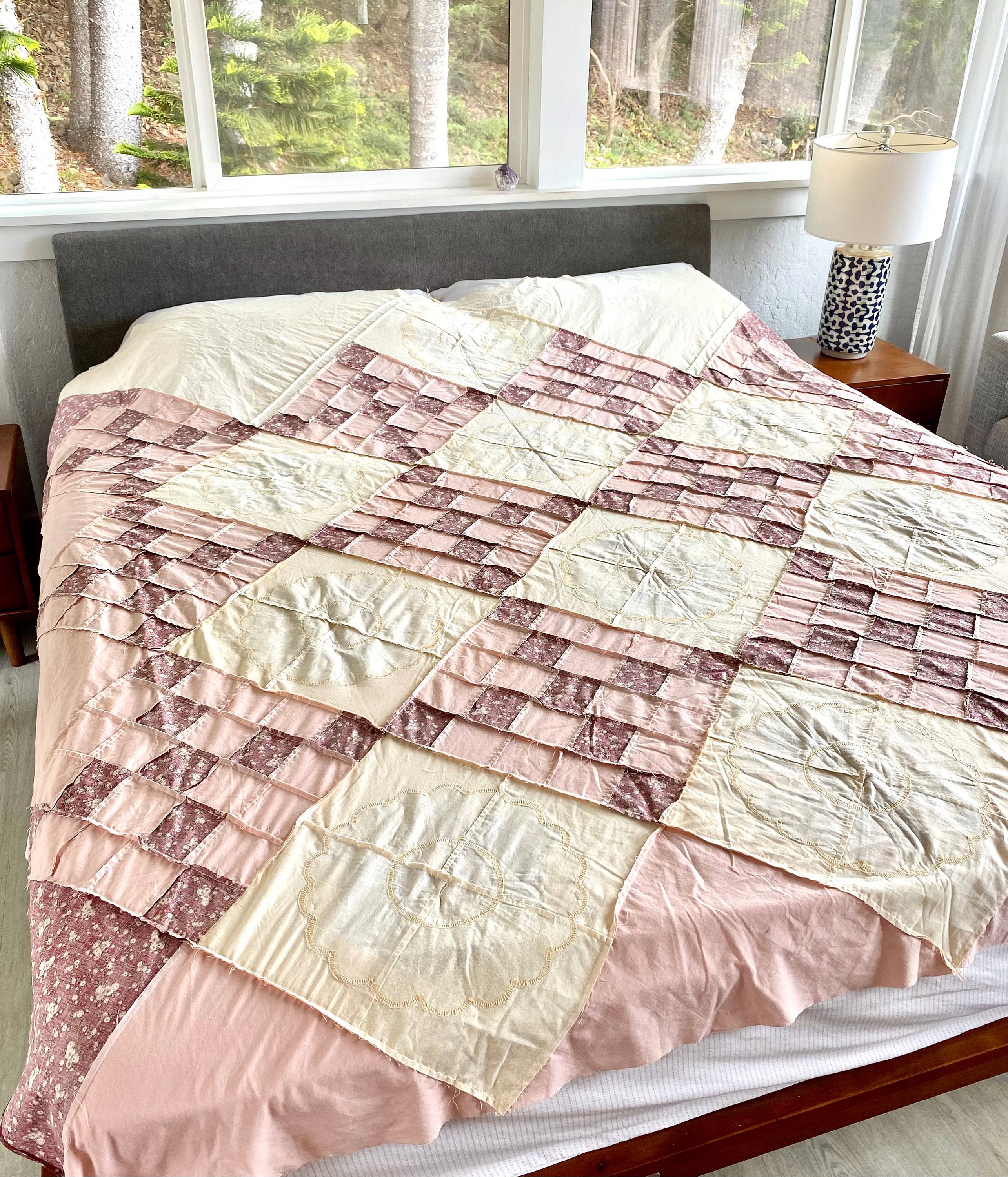 ヴィンテージ ドレスデン プレート キルト 花柄 パッチワーク