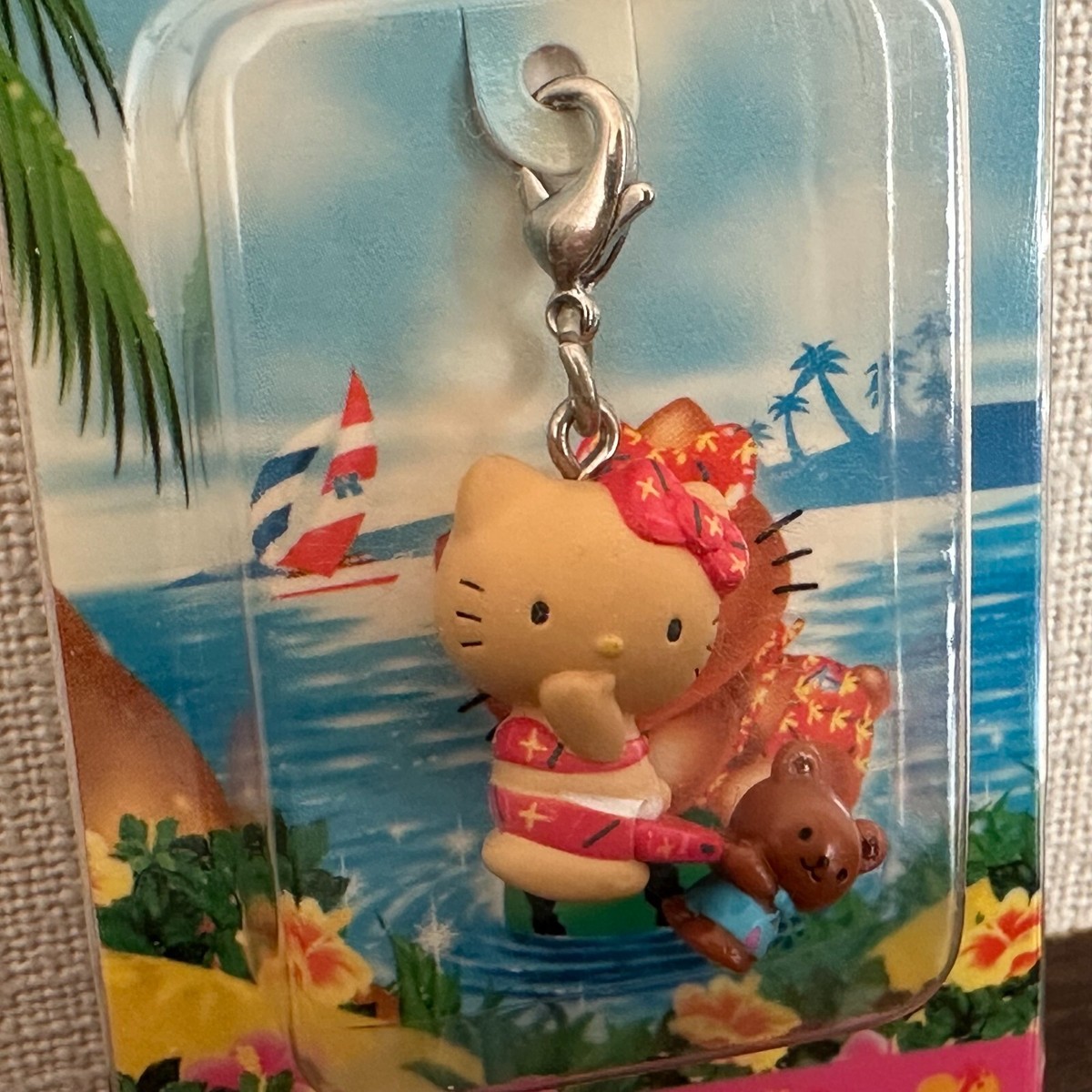 Tanned Hello kitty Bikini and Bear Summer Keychain zipper mascot