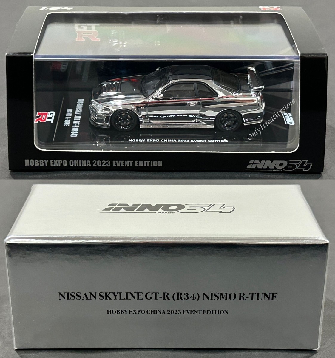 INNO64 Nissan Skyline GT-R R34 Nismo R-Tune Silver Chrome Hobby
