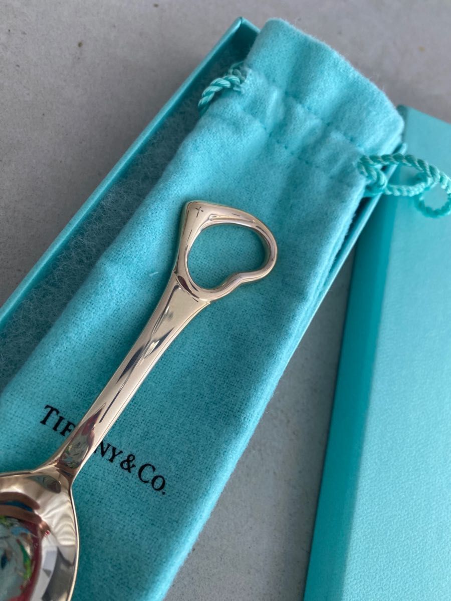 TIFFANY & Co. Open Heart Baby Spoon Sterling Silver W/Box Cloth
