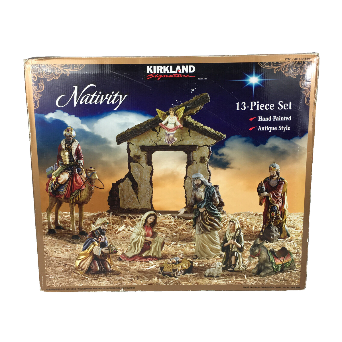 Kirkland Signature 13 Piece Hand Painted Ceramic Nativity Set for