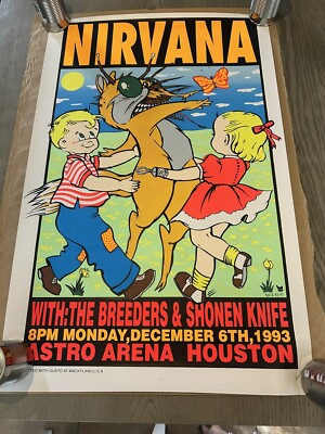 Nirvana 1993 Concert Poster 152/800 Frank Kozik Autographed 22.5