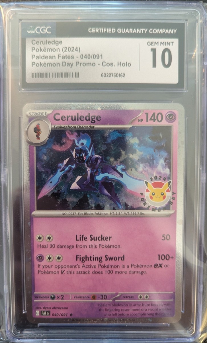 CGC 10 Gem Mint Ceruledge 040/091 Cosmos Holo Pokemon Day Promo