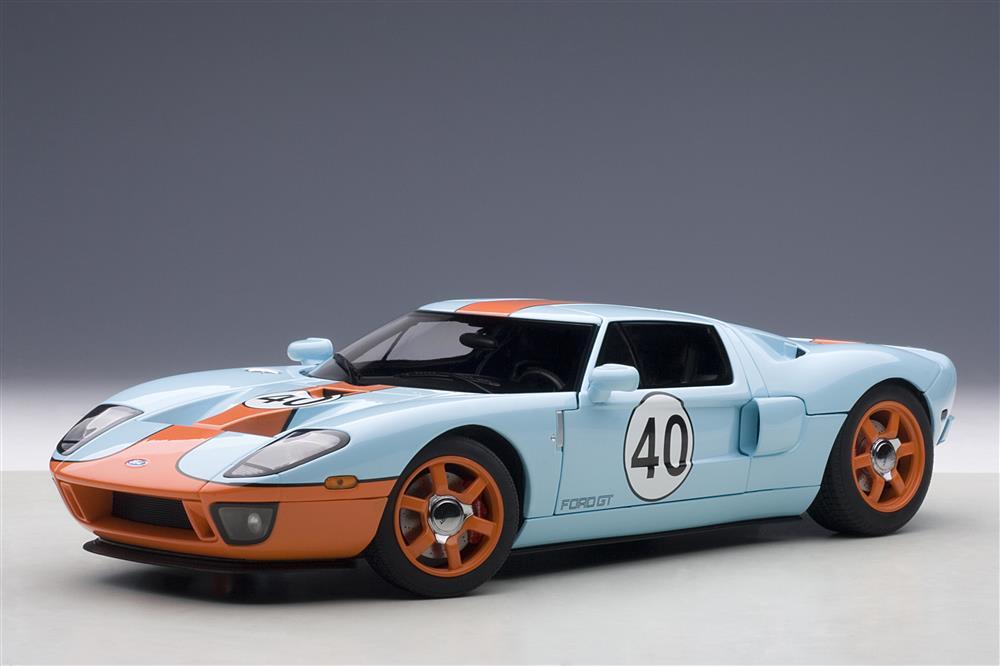 2004 FORD GT BLUE WITH ORANGE STRIPE HERITAGE EDITION #40 1:18 by