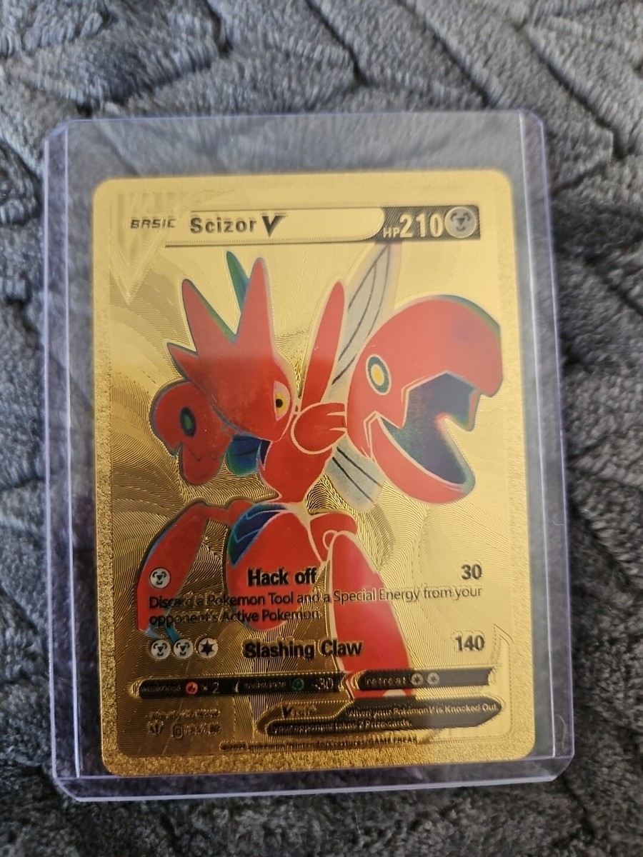 Scizor V Gold Foil Fan Art Textured Collector Pokemon Card 183/189